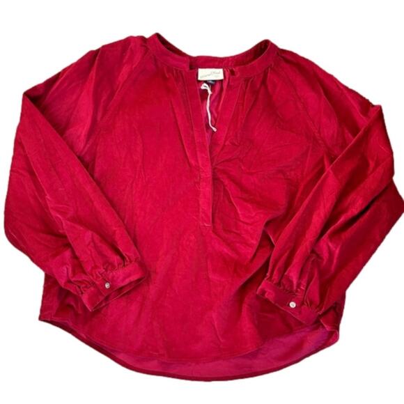 New Women's Burgundy Red V-neck Ribbed Blouse size‎ XS - Picture 2 of 5